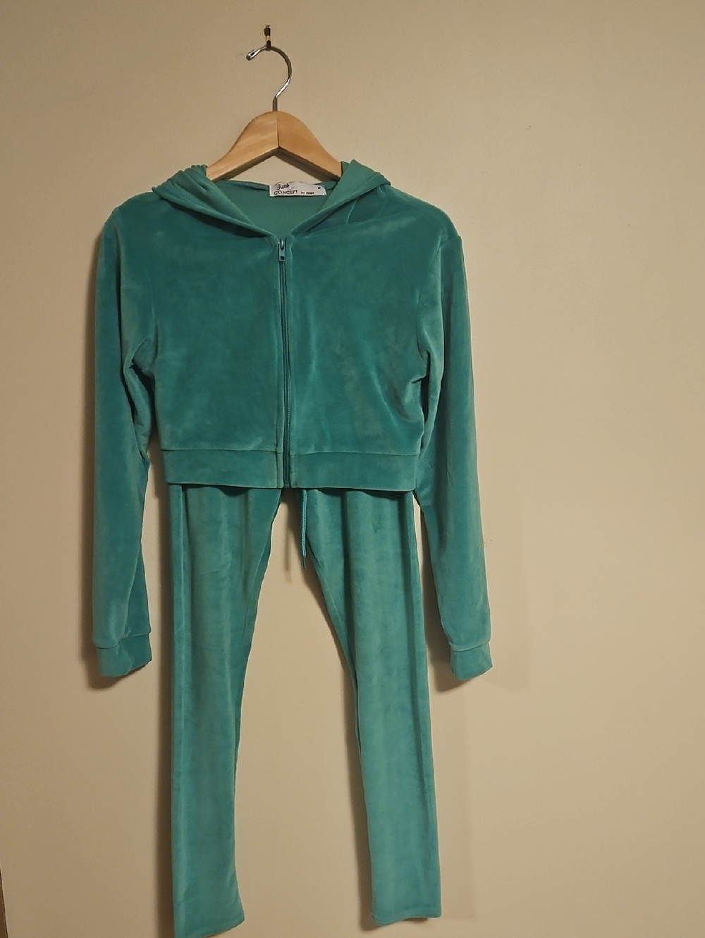Velour Zip Hoodie & Pants Set - Teal